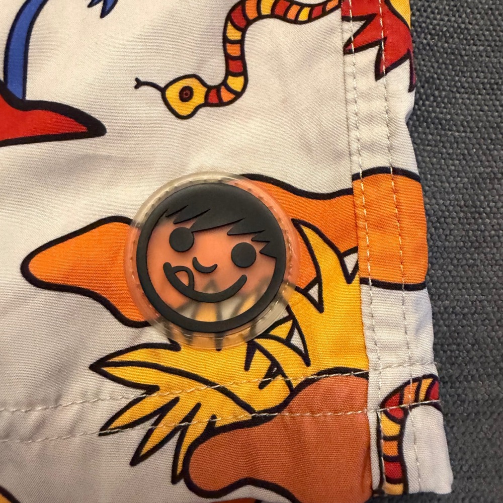 Neff Men Swim Trunks Large Psychedelic Volcano Mushroom Print Board Shorts White - Picture 2 of 7